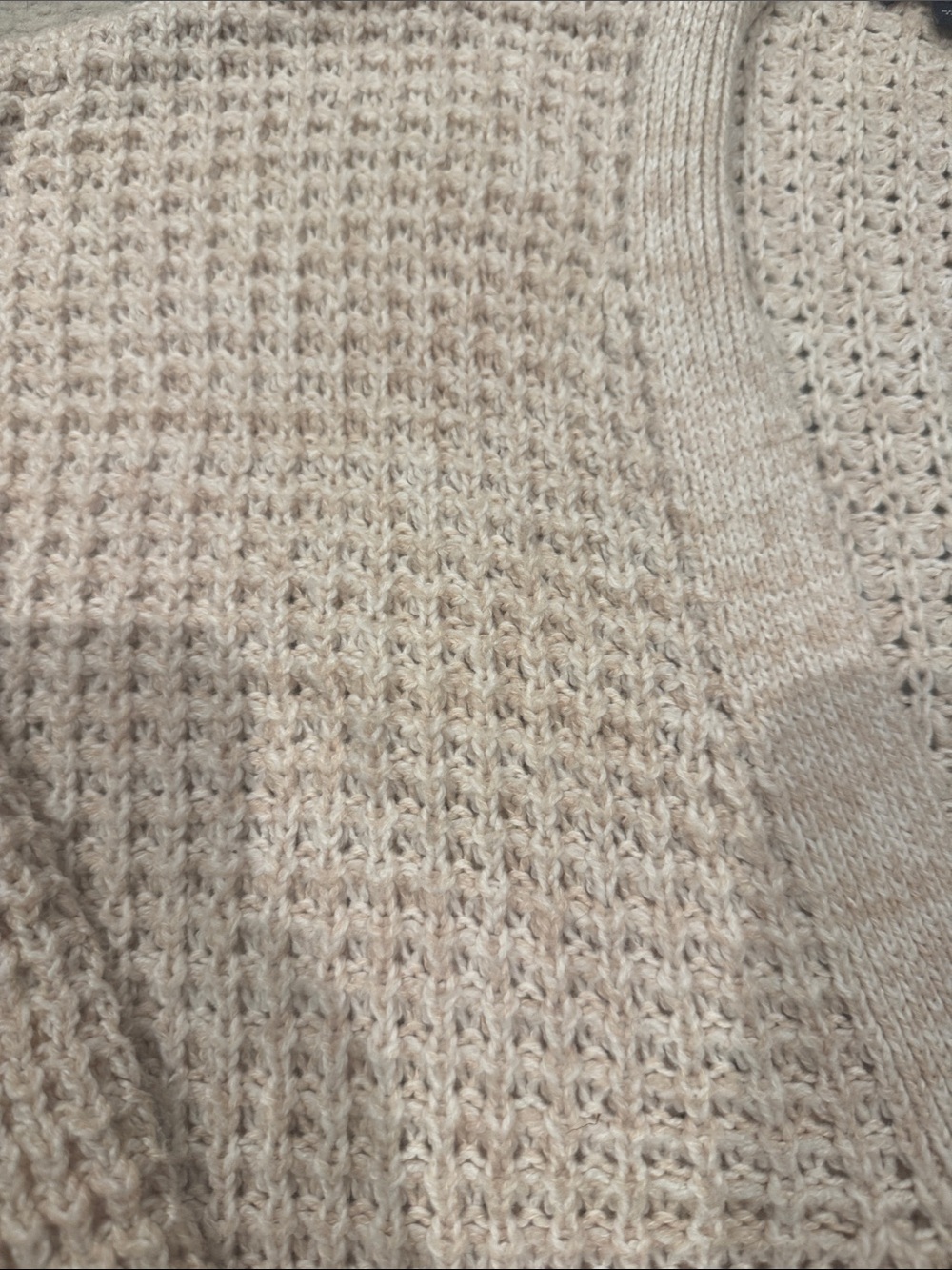 American Eagle Outfitters Cream Waffle-Knit Button Cardigan - Picture 3 of 6